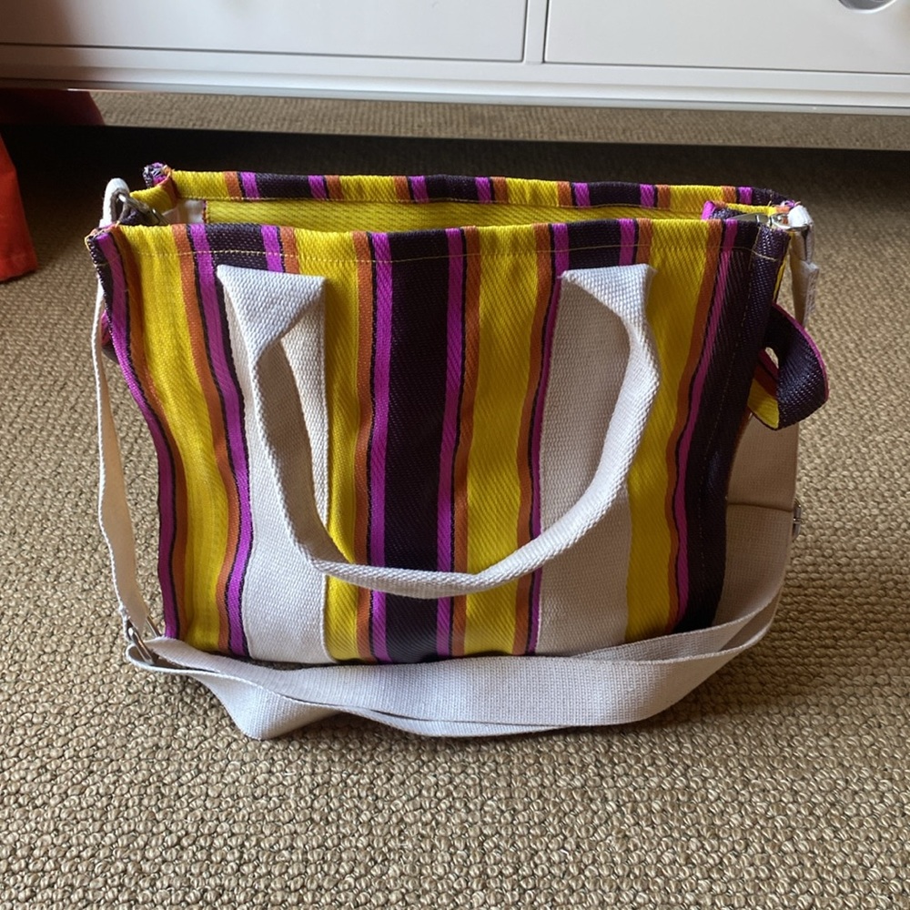 Urban Outfitters Serena Striped Yellow and Purple Tote Bag NEW